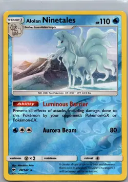 Alolan Ninetales 28/147 Rare Burning Shadows Pokemon Reverse Holo Lightly Played - Image 1