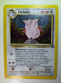 Clefable Holo Rare Jungle 17/64 Unlimited Pokemon 1999 HP - Image 1