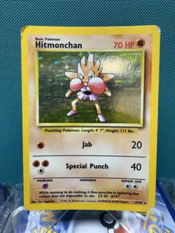 Pokemon TCG Hitmonchan 7/102 Holo WOTC: Base Set - Image 1