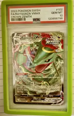 2023 Pokemon Rayquaza VMAX #102 Full Art Ultra Rare Crown Zenith PSA 10 GEM 💎 - Image 1