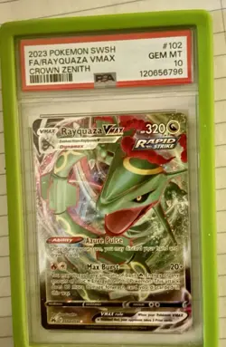 2023 Pokemon Rayquaza VMAX #102 Full Art Ultra Rare Crown Zenith PSA 10 GEM 💎 - Image 4