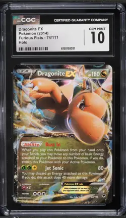 2014 Pokemon Furious Fists Dragonite EX #74 CGC 10 - Image 1