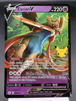 Zacian V 016/025 - Ultra Rare Holo - Celebrations Pokemon Card MINT - Image 1