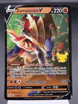 Zamazenta V 018/025 - Ultra Rare Holo - Celebrations Pokemon Card NM - Image 1