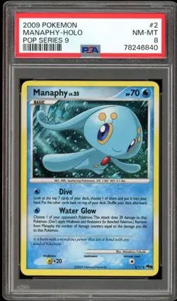 2009 Pokemon Pop Series 9 #2 Manaphy Holo PSA 8 NM-MT - Image 1