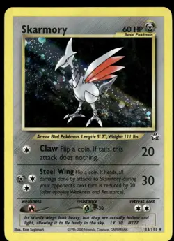Skarmory 13/111 Holo Rare Neo Genesis Pokemon Unlimited Holo Moderately Played - Image 1