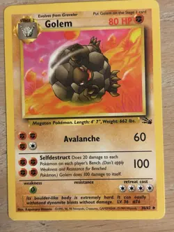Pokemon Golem 36/62 Fossil Unlimited Pokemon TCG - NM Near Mint - Image 1