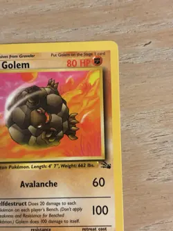 Pokemon Golem 36/62 Fossil Unlimited Pokemon TCG - NM Near Mint - Image 3