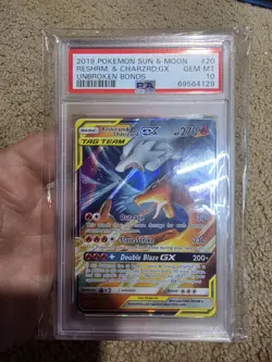 Pokemon TCG Sun and Moon Reshiram Charizard GX Tag Team 20/214 PSA - Image 1