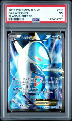 2013 POKEMON BLACK & WHITE PLASMA FREEZE #113 FULL ART/LATIOS EX PSA 7 - Image 1