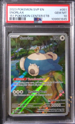 2023 POKEMON CENTER SVP SNORLAX 051 PSA 10 PC 151 ETB BLACK STAR PROMO - Image 1