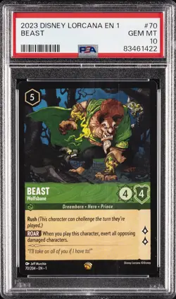2023 DISNEY LORCANA EN 1-THE FIRST CHAPTER #70 BEAST - WOLFSBANE PSA 10 - Image 1