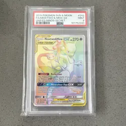 Pokemon Mewtwo Mew GX TCG Card 242/236 Unified Minds PSA 9 Mint - Image 1