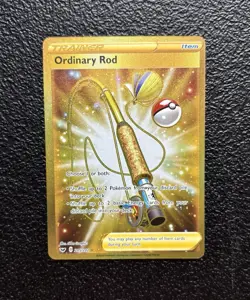 Pokemon TCG - Ordinary Rod 215/202 - Gold Secret Rare Holo - Sword & Shield *NM - Image 1