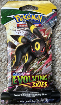 Pokemon TCG: Sword & Shield EVOLVING SKIES Factory Sealed SLEEVED Booster Pack! 820650808784 - Image 1