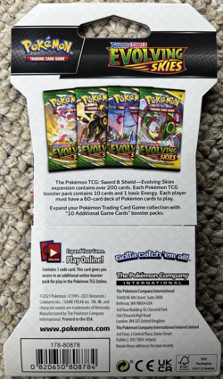 Pokemon TCG: Sword & Shield EVOLVING SKIES Factory Sealed SLEEVED Booster Pack! 820650808784 - Image 2