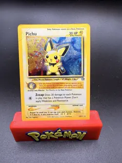 Pokemon TCG Pichu 12/111 Neo Genesis Unlimited Holo Rare Damage - Image 1