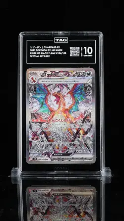 TAG 10 GEM MINT JAPANESE POKEMON 2023 CHARIZARD ex 134/108 SAR BLACK FLAME SV3 - Image 1