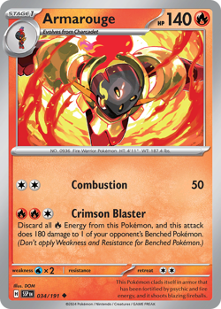Armarouge 034/191 UC Surging Sparks Reverse Holo NM/M Pokemon - Image 4