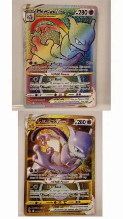 Pokemon TCG Lot Of 2 Mewtwo VSTAR Rainbow Secret Rare & Mewtwo VSTAR Secret NM - Image 1