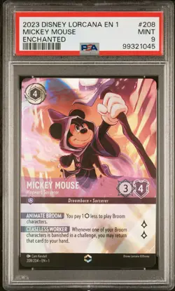 2023 DISNEY LORCANA EN 1-THE FIRST CHAPTER MICKEY MOUSE - WAYWARD SORCERER PSA 9 - Image 1