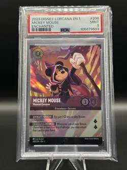 2023 Disney Lorcana EN 1 #208 Mickey Mouse, Wayward Sorcerer Enchanted PSA 9 - Image 1