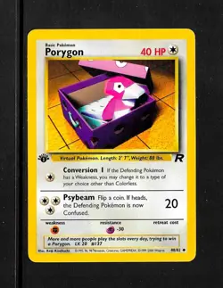 Pokemon Card Porygon # 48/82- 40HP- Basic 2000- 1st Edition- NM - Image 1