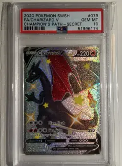 Pokemon Champions Path Charizard V Secret Rare Holo Full Art 079/073 PSA 10 - Image 1