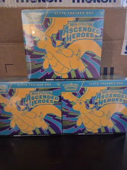 3!! Pokemon TCG Mega Evolution Ascended Heroes Elite Trainer Box Lot (3) English - Image 2