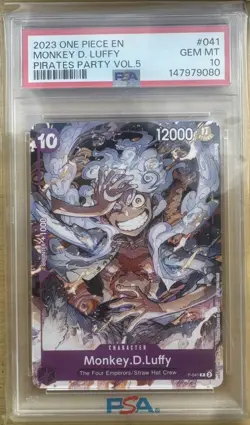 PSA 10 Monkey.D.Luffy (041) P-041 One Piece Promotion Cards Pirates Party Gear 5 - Image 1
