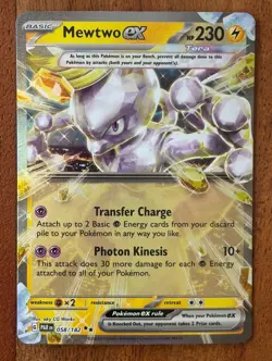 Pokemon TCG Mewtwo ex 058/182 Paradox Rift Double Rare NM Card - Image 1