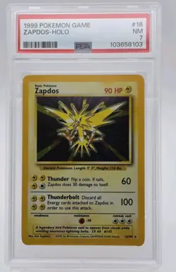 1999 Pokemon Base Set Zapdos - Rare Holo PSA 7 NM #16 - Image 3