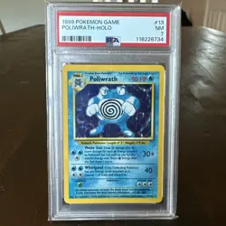 1999 Pokemon Game Poliwrath Holo 13/102 PSA 7 - Image 1