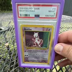 Mewtwo 1999 Pokemon Base Set Holo Rare 10/102 PSA 8 Graded English - Image 1