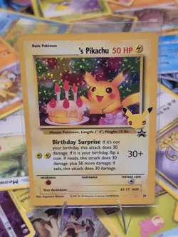 Pokemon Celebrations 25th Anniversary Birthday Pikachu #24 Black Star Promo NM - Image 1