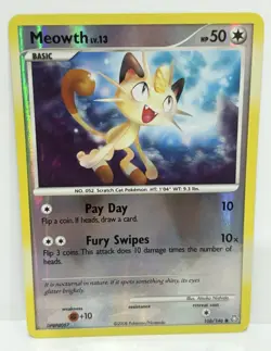 Pokemon TCG Meowth 106/146 Legends Awakened Common Reverse Holo EN 2008 50 HP - Image 1