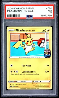 PSA 7 - Pikachu On The Ball 001/005 2020 Futsal Promo Pokemon TCG - Image 1
