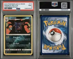 2019 POKEMON SUN & MOON UNBROKEN BONDS #117 GRENINJA-HOLO PSA 9 - Image 1