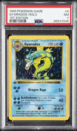 1999 POKEMON BASE SET 1ST EDITION #6 GYARADOS-HOLO PSA 7 - Image 1