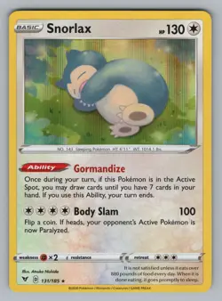 SNORLAX 131__185 HOLO R VIVID VOLTAGE POKEMON HOLO NM VIV 2020 - Image 1