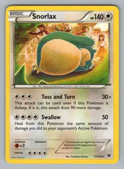SNORLAX 77/124 R FATES COLLIDE POKEMON LP FCO 2016|= - Image 1