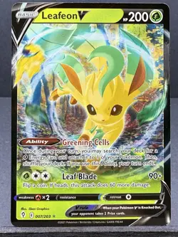 LEAFEON V 007/203 ULTRA RARE HOLO EVOLVING SKIES SWSH07 POKEMON NEAR MINT NM - Image 1