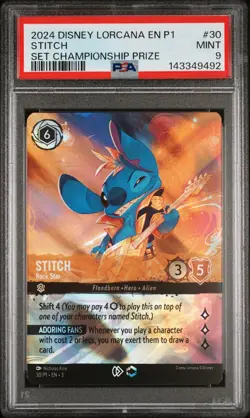 Disney Lorcana 2024 Stitch Rock Star Enchanted Promo PSA 9 Championship Prize - Image 1