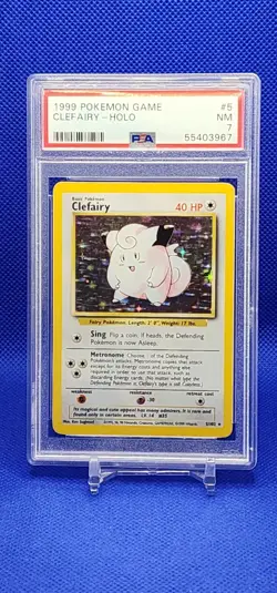 1999 Pokemon Clefairy Rare Holo Card #5/102 PSA 7 - Image 1