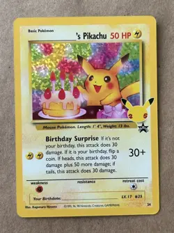 Celebrations Birthday Pikachu 24/53 Black Star Promo Pokemon G - Image 1