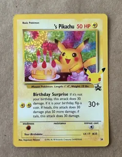 Celebrations Birthday Pikachu 24/53 Black Star Promo Pokemon D - Image 1