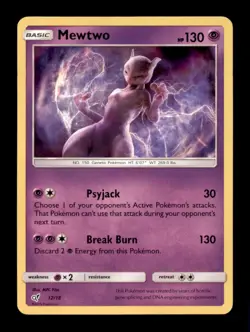 MEWTWO 12/18 ULTRA RARE DETECTIVE PIKACHU POKEMON HOLO NM/M - Image 1