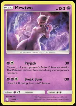 Mewtwo 12/18 Ultra Rare Detective Pikachu Pokemon Holo Near Mint - Image 1