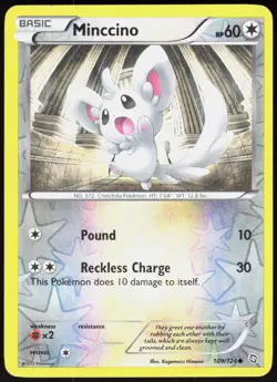 Dragons Exalted Minccino 109/124 Common Pokemon Reverse Holo DMG - Image 1