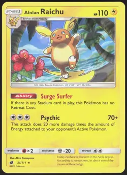 Crimson Invasion Alolan Raichu 31/111 Holo Rare Pokemon Holo NM/M - Image 1